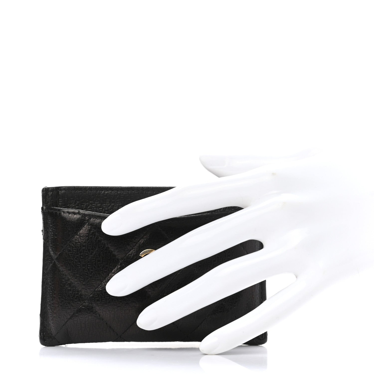 Chanel Letter Calfskin Embossed Quilted CC Card Holder Black 2 of 7