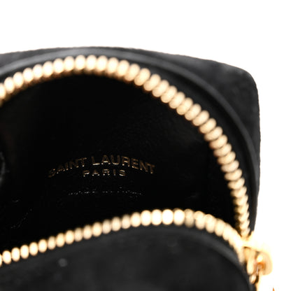 Saint Laurent Suede Lambskin Jaime Cube Charm Keychain Black 6 of 6
