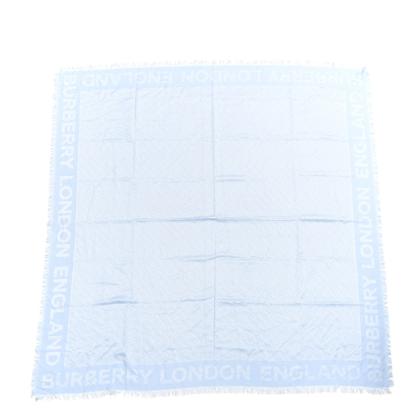Silk Wool Monogrammed TB Print Square Scarf Blue
