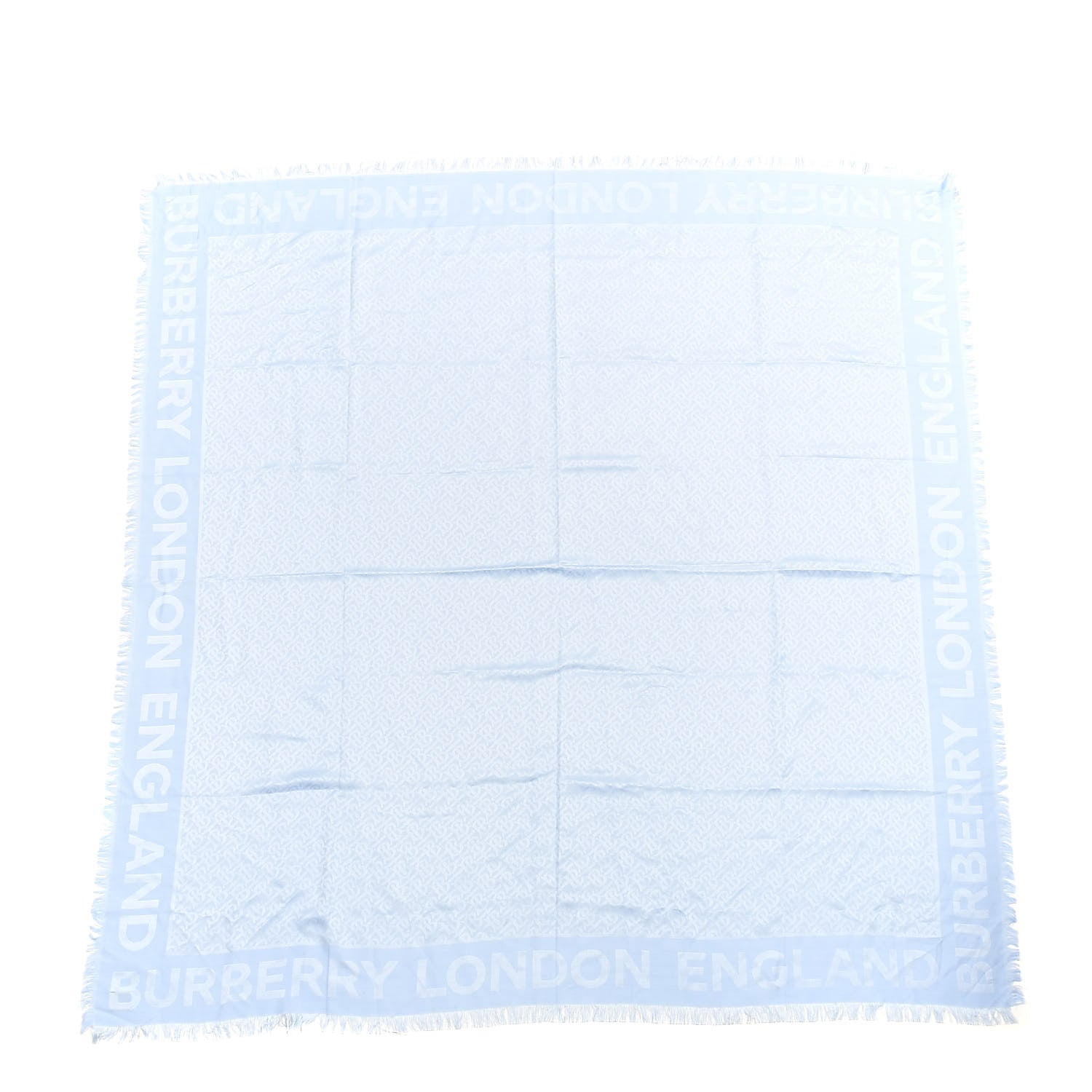 Burberry Silk Wool Monogrammed TB Print Square Scarf Blue 1 of 3