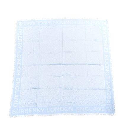 Burberry Silk Wool Monogrammed TB Print Square Scarf Blue 1 of 3