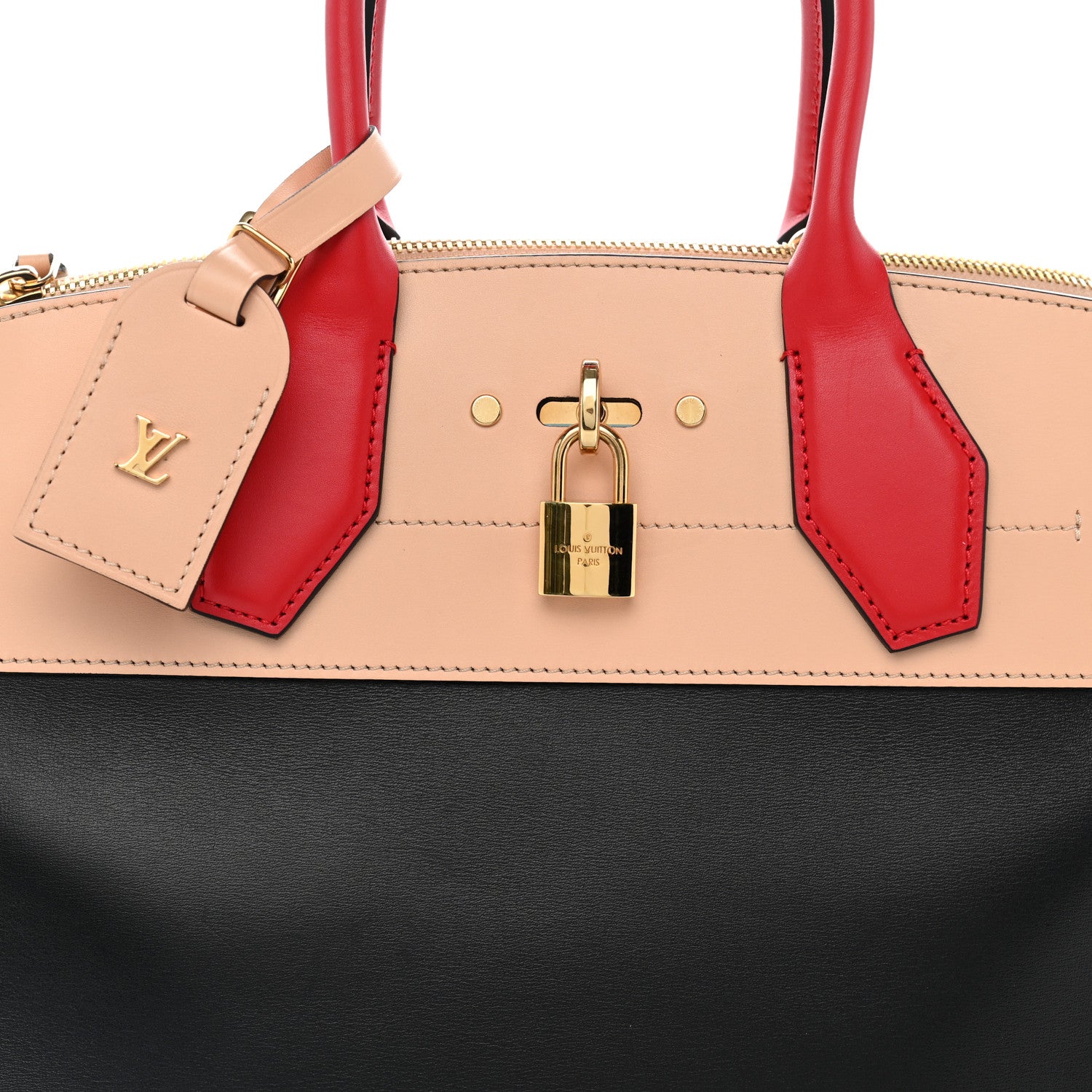 Louis Vuitton Calfskin City Steamer MM Black Creme Bourgogne 7 of 9