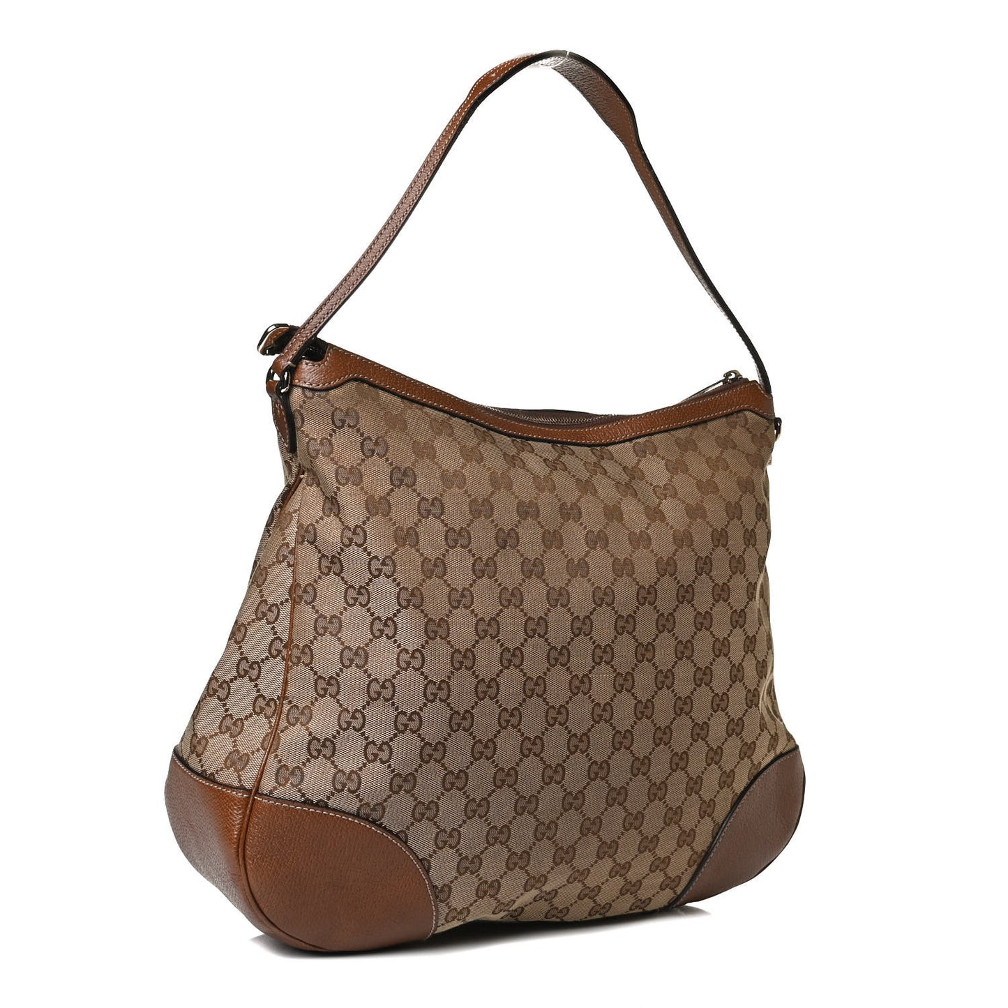 Monogram Textured Calfskin Large Bree Hobo Beige Ebony Nocciola