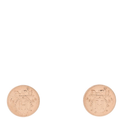 Hermes 18K Rose Gold TPM Ex-Libris Stud Earrings 1 of 5