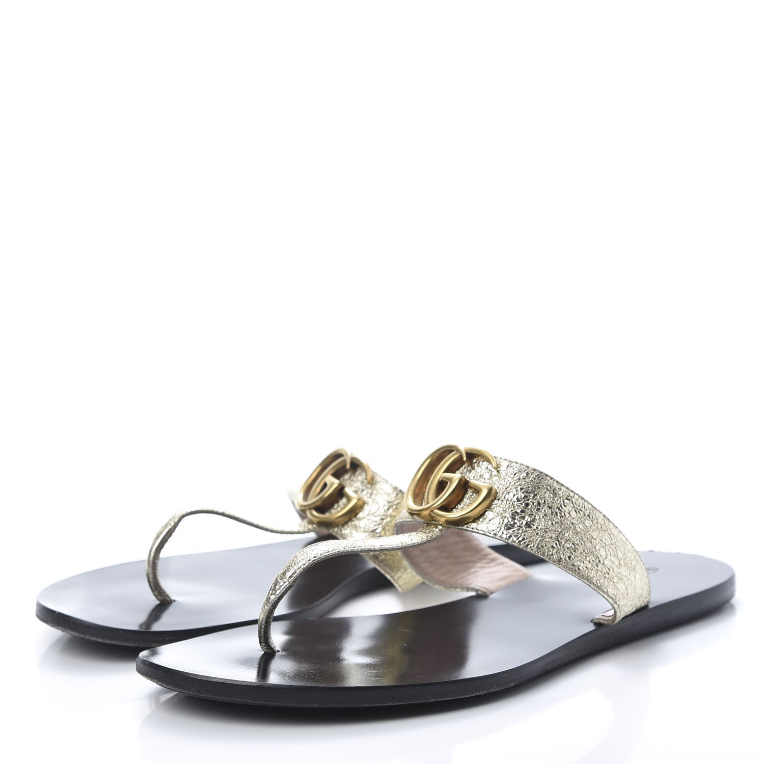 Gucci Nappa Silk Galassia GG Marmont Thong Flat Sandals 38.5 Platino 3 of 13