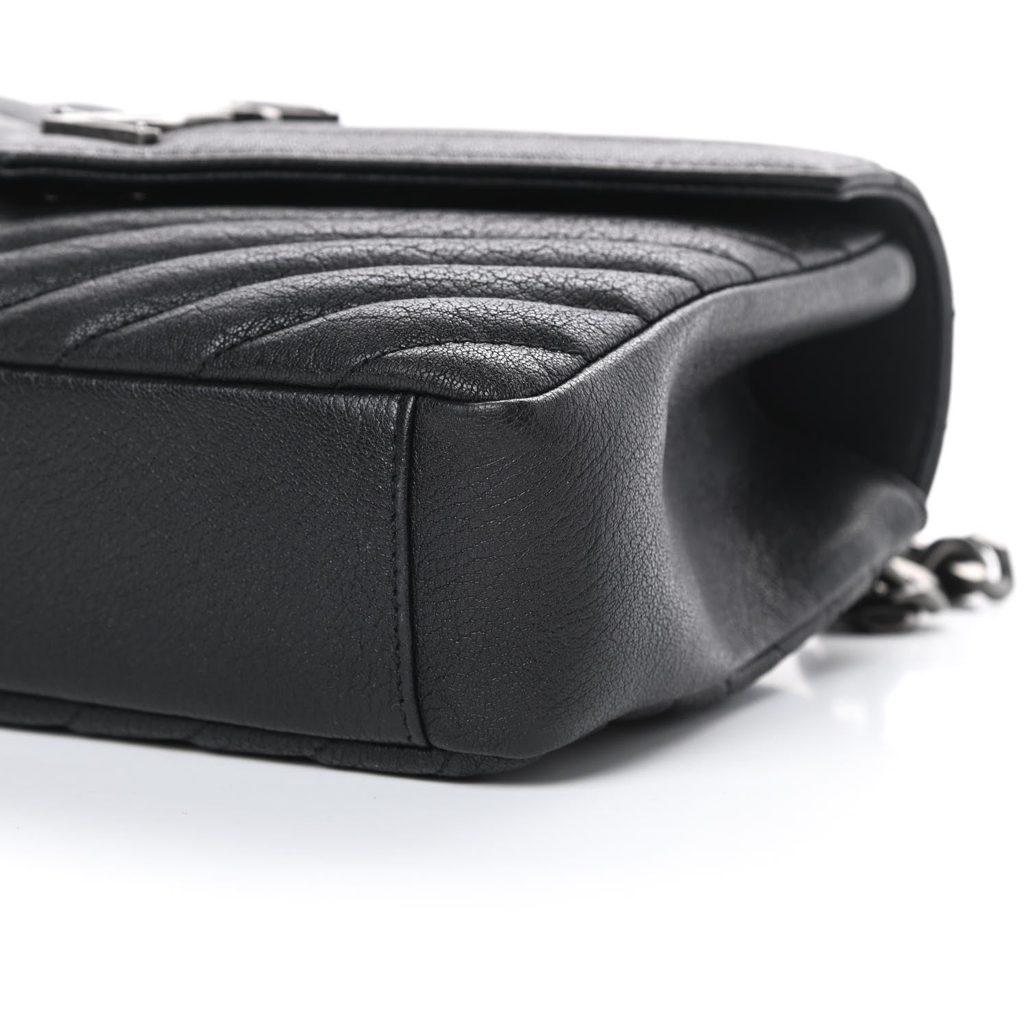 Saint Laurent Sheepskin Matelasse Chevron Monogram Medium College Bag Black 10 of 10