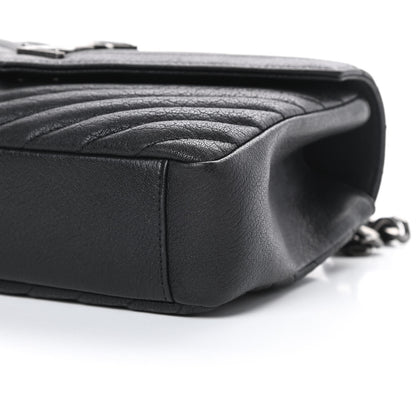 Saint Laurent Sheepskin Matelasse Chevron Monogram Medium College Bag Black 10 of 10