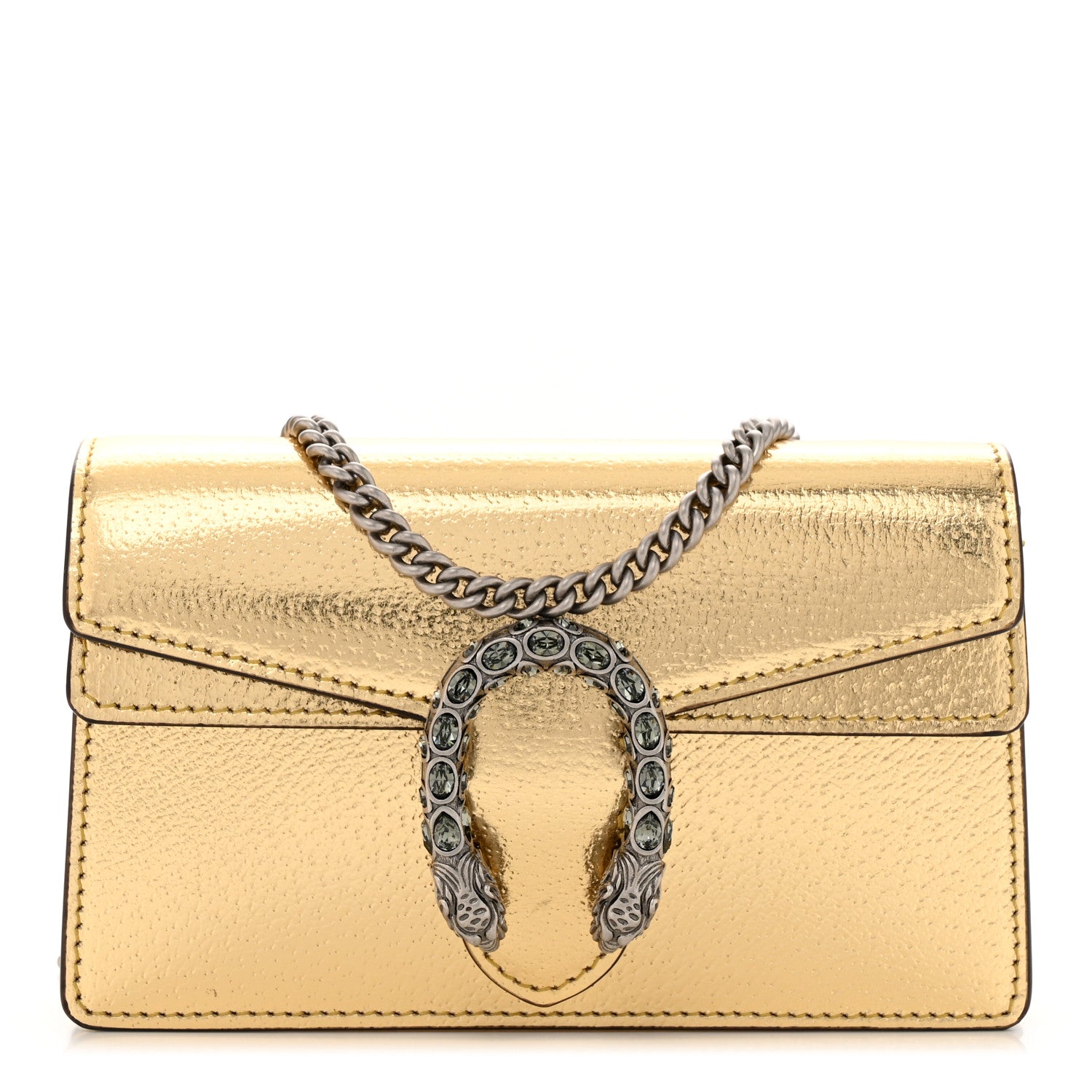 Gucci Metallic Calfskin Super Mini Dionysus Shoulder Bag Gold 2 of 11