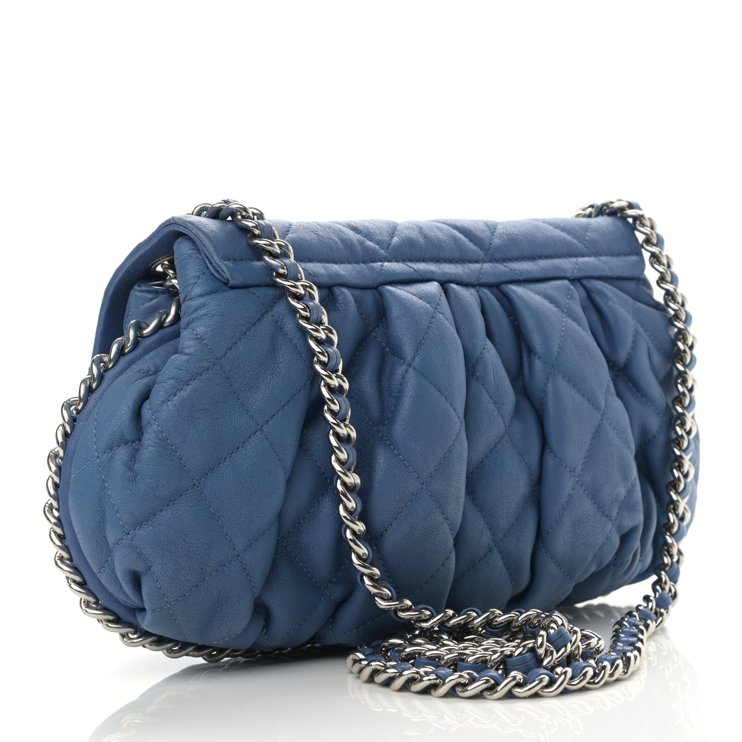 Chanel Washed Lambskin Quilted Mini Chain Around Flap Blue 3 of 15