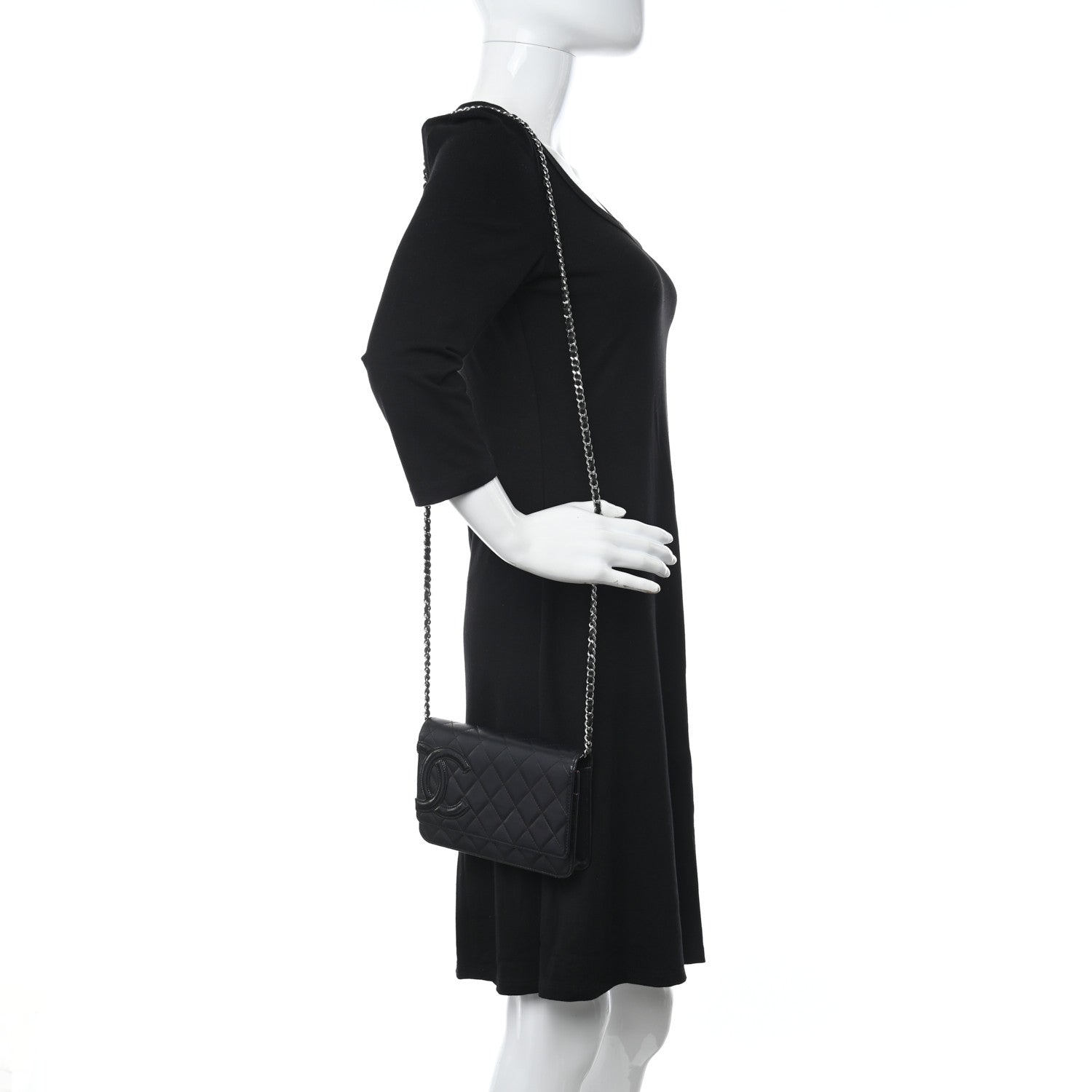 Chanel Calfskin Quilted Cambon Wallet On Chain WOC Black 2 of 14