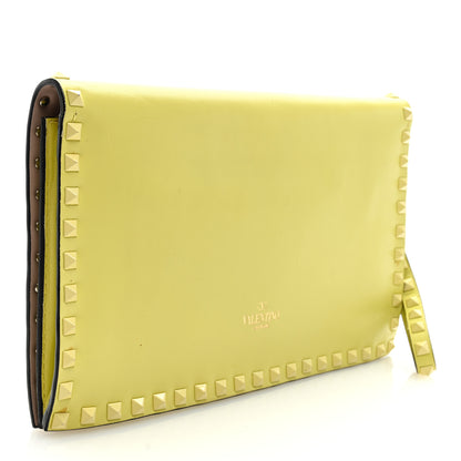 Valentino Garavani Nappa Monochrome Rockstud Wristlet Clutch Soft Yellow 3 of 10