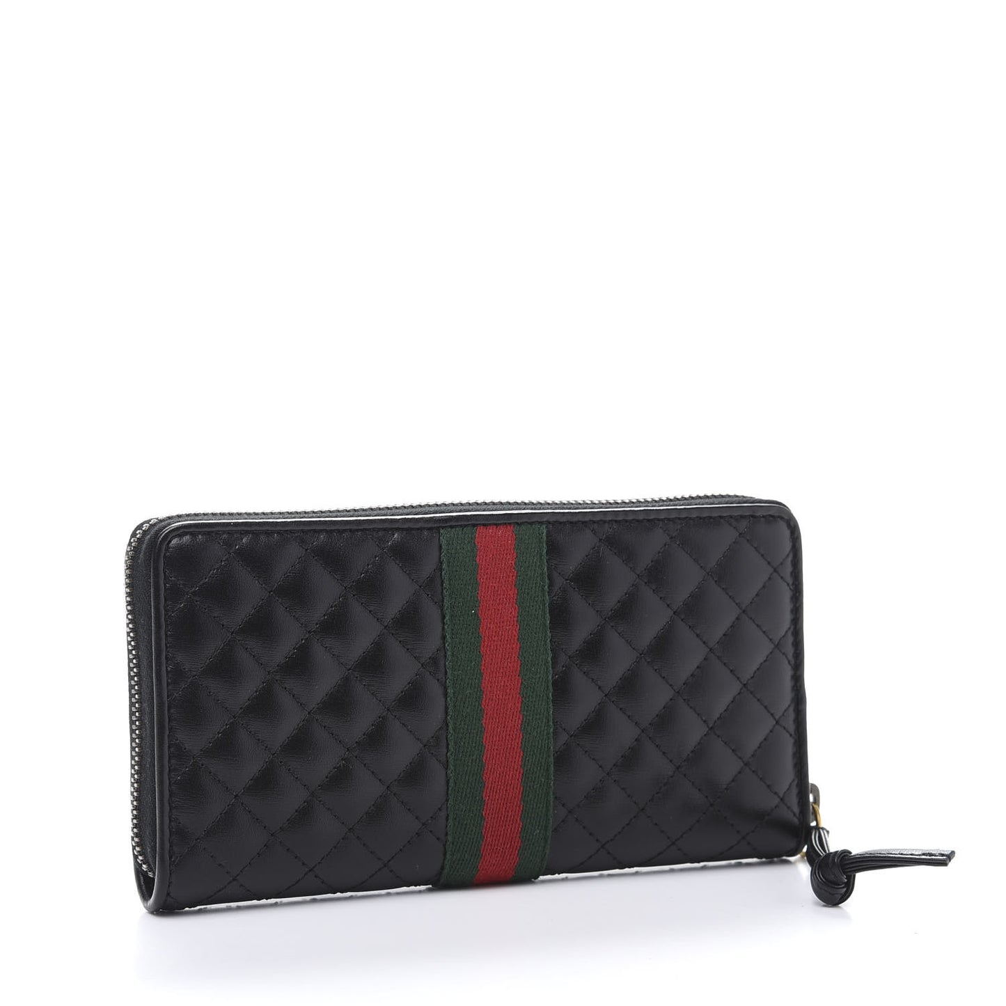 Calfskin Web Trapuntata GG Zip Around Wallet Black