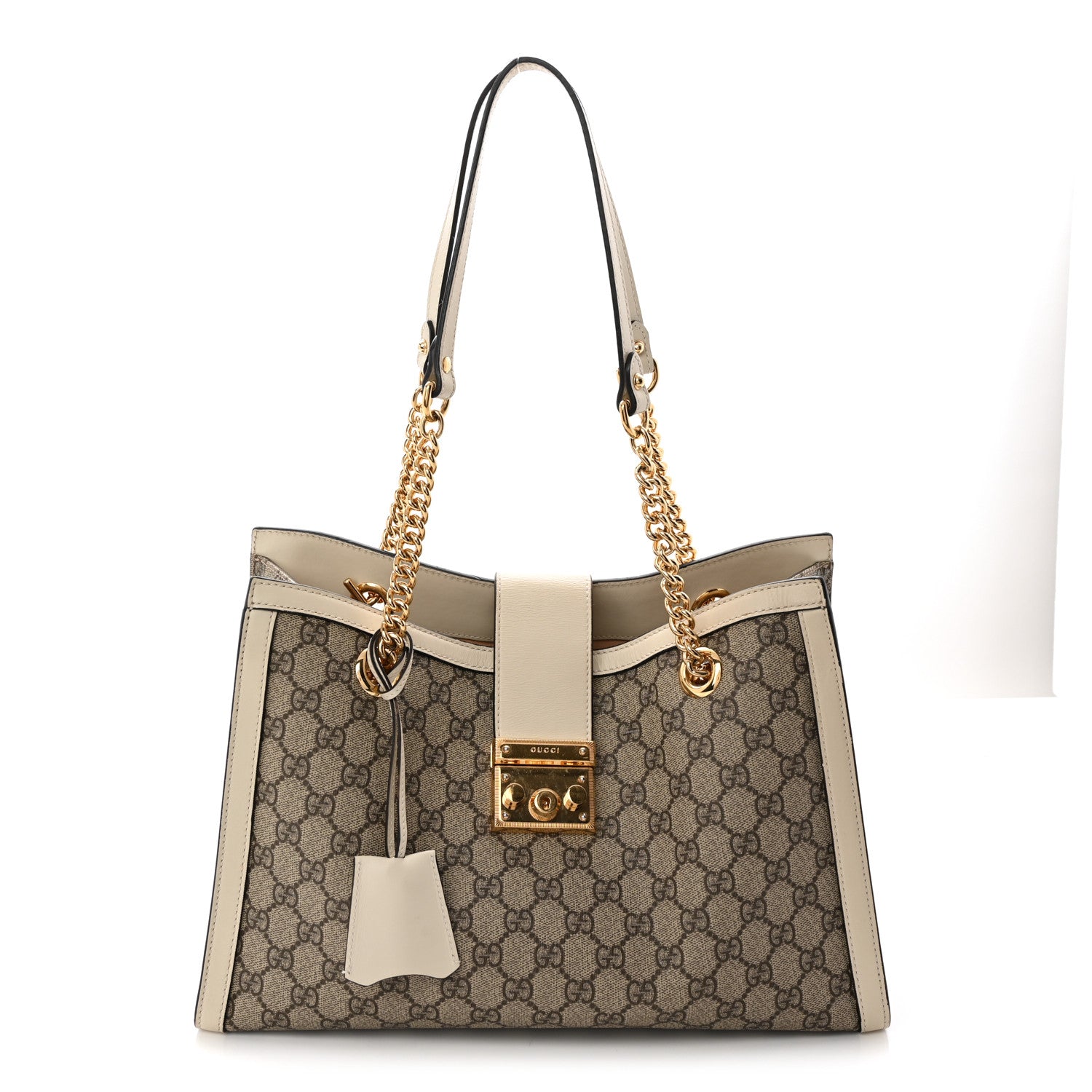 Gucci GG Supreme Monogram Medium Padlock Tote White 1 of 14