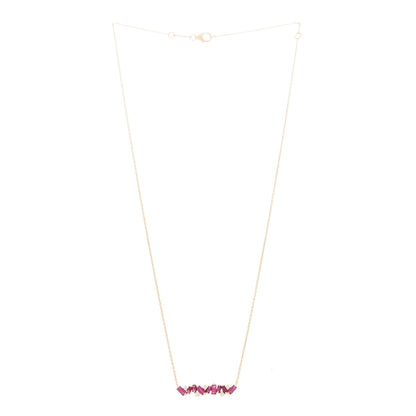 Suzanne Kalan 18K Rose Gold Diamond Ruby Fireworks Bar Necklace 3 of 5