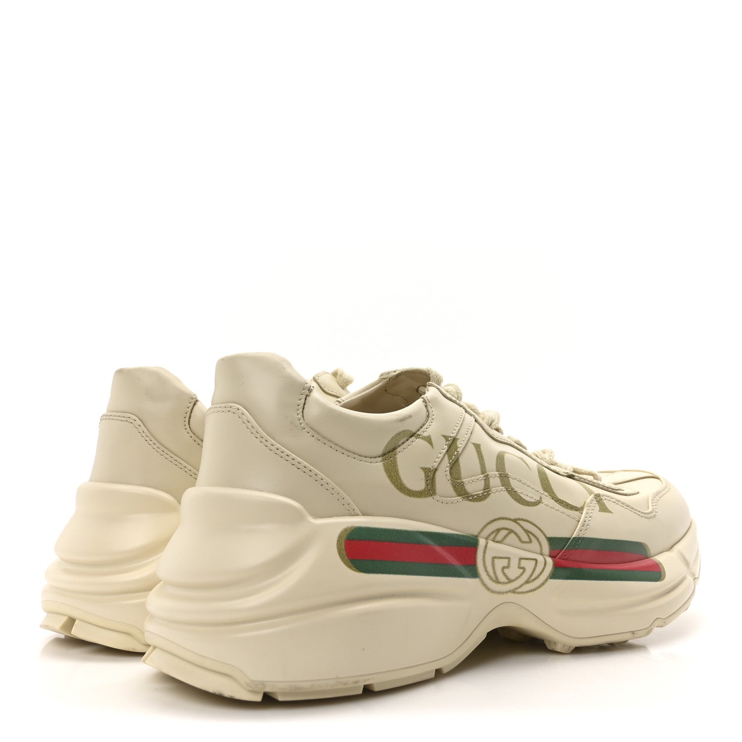 Gucci Calfskin Logo Womens Rhyton Sneakers 38 Ivory 5 of 8