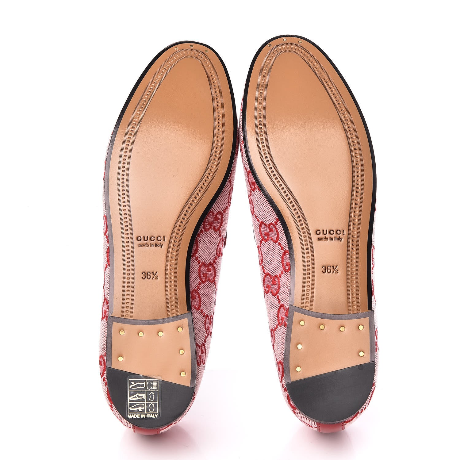 Gucci Canvas GG Monogram Horsebit Womens Jordaan Loafers 36.5 Gardenia Hibiscus Red 5 of 9