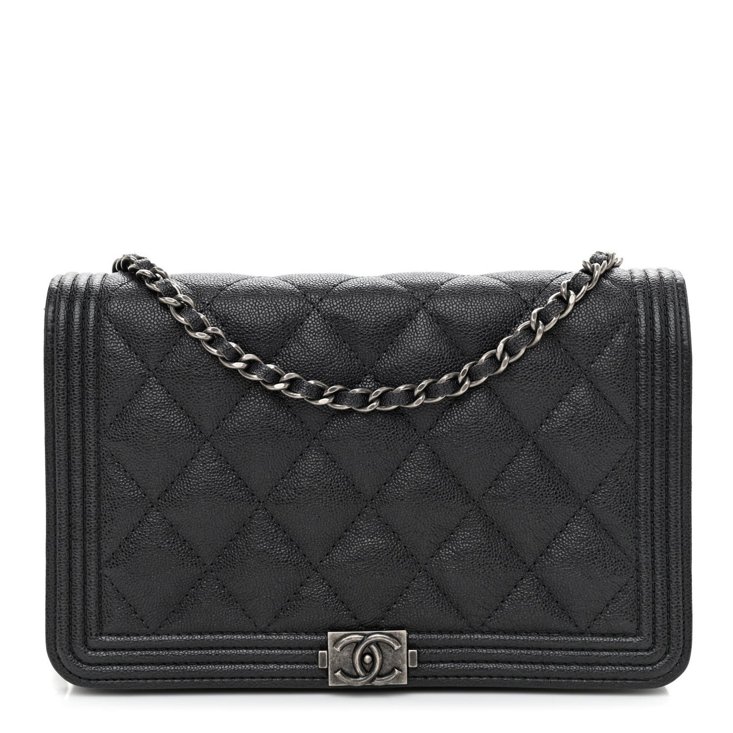 Caviar Quilted Boy Wallet On Chain WOC Charcoal
