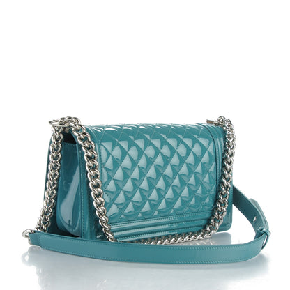 Chanel Patent Calfskin Quilted Medium Plexiglass Boy Flap Blue 3 of 9