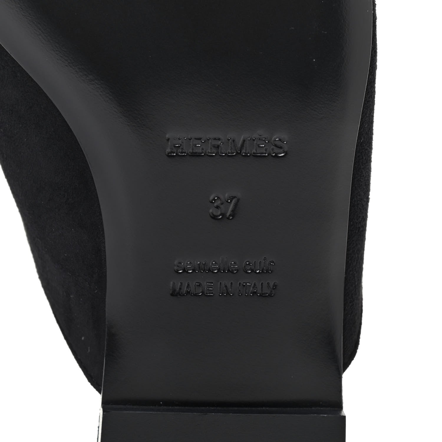 Hermes Suede Goatskin Declic Mules 37 Black 7 of 8