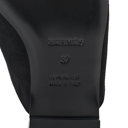 Hermes Suede Goatskin Declic Mules 37 Black 7 of 8