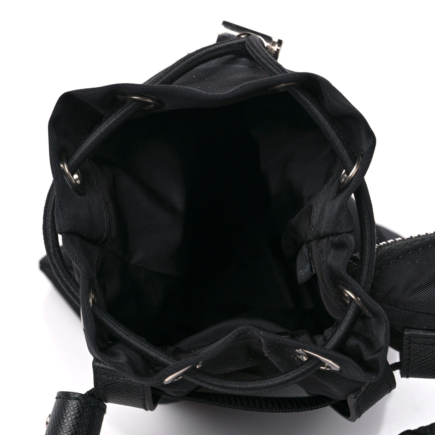 Tessuto Nylon Pocket Drawstring Pouch Belt 100 40 Black