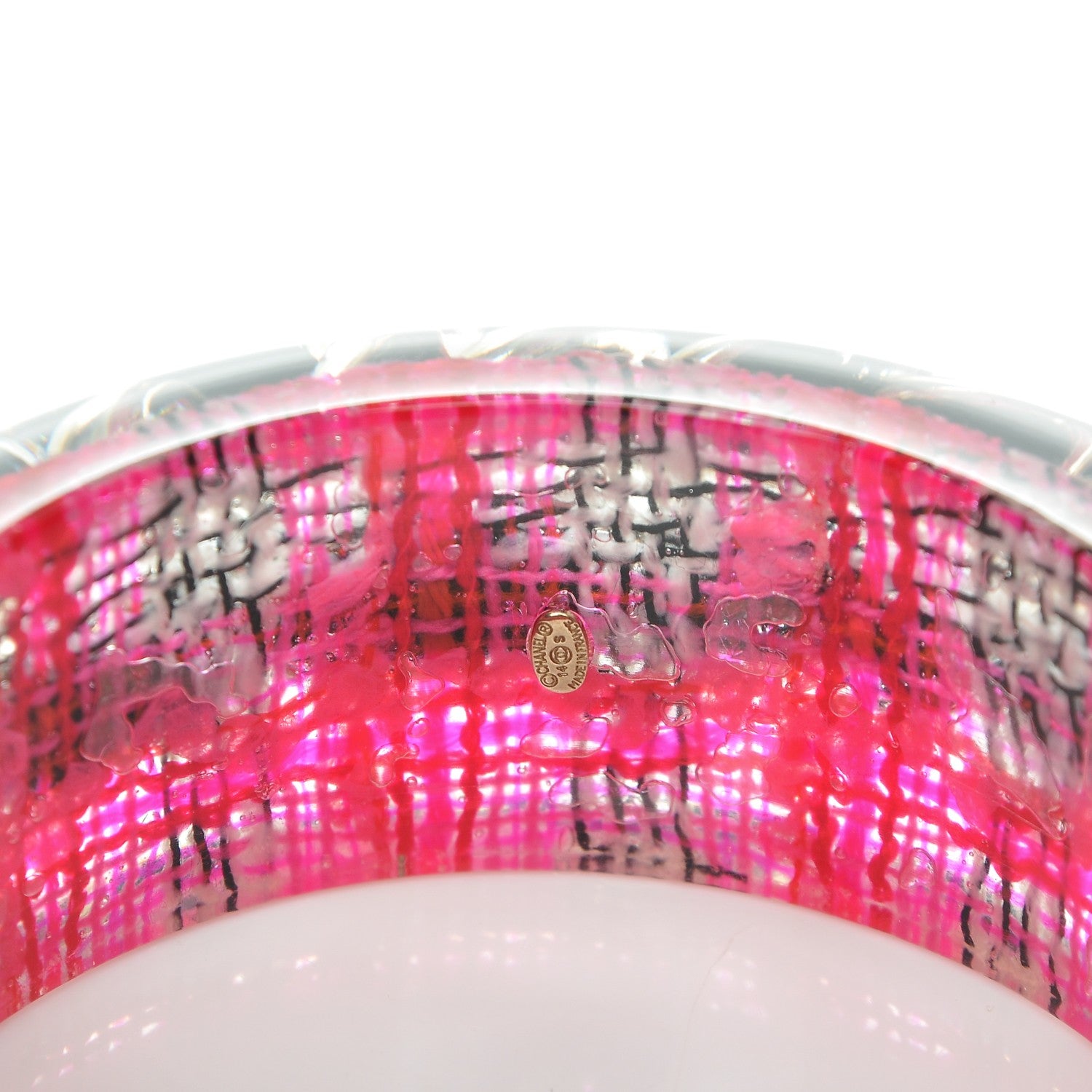 Chanel Resin Tweed Chain CC Bangle Transparent Pink 4 of 4