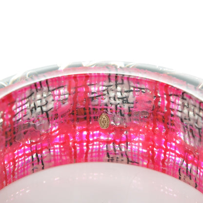 Chanel Resin Tweed Chain CC Bangle Transparent Pink 4 of 4