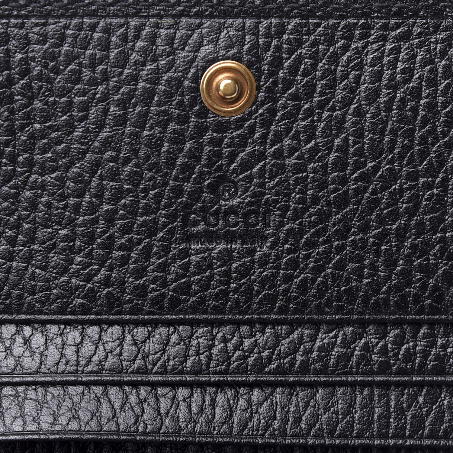 Gucci Pebbled Calfskin Butterfly Card Case Black 6 of 7