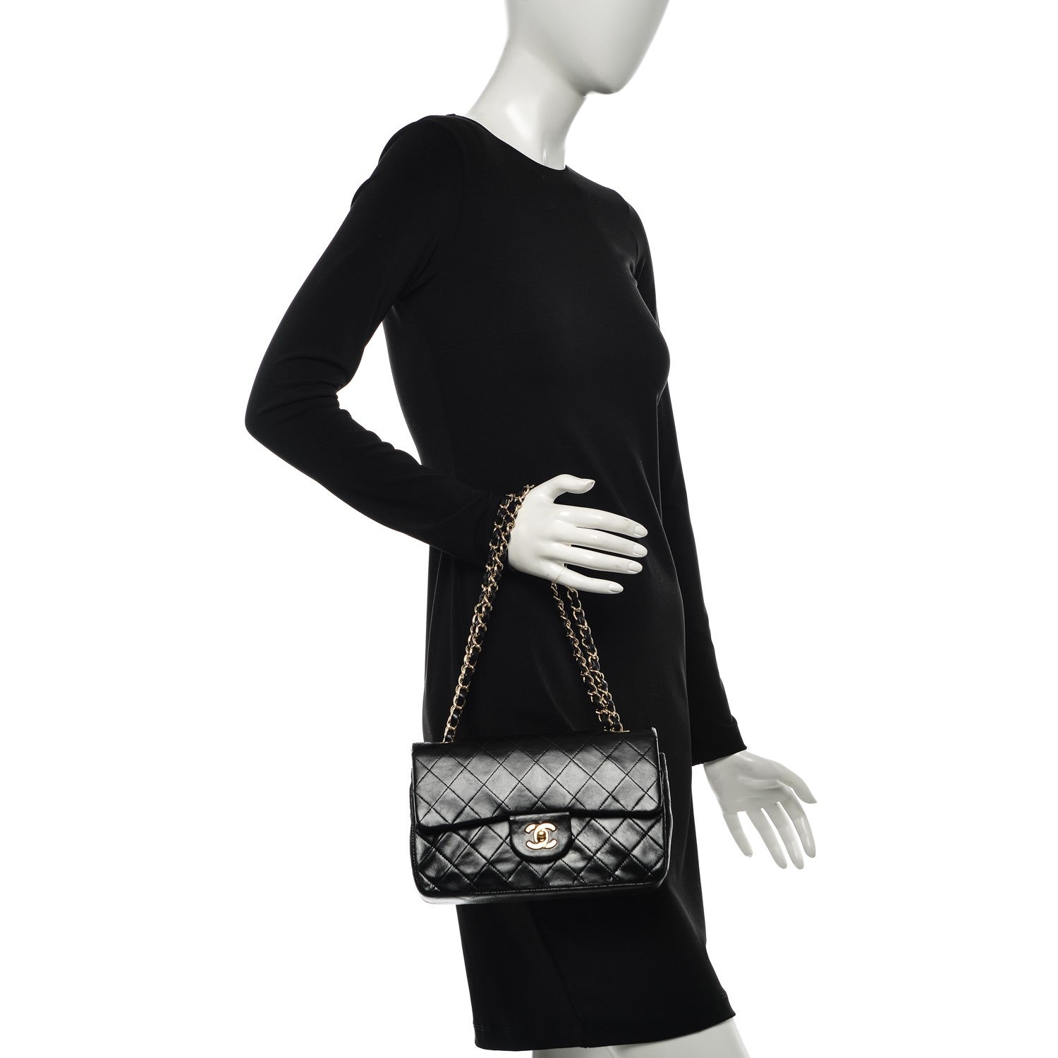 Chanel Lambskin Quilted Small Double Flap Black 2 of 10