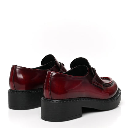 Prada Brushed Calfskin Metal Triangle Logo 50mm Loafers 37 Porpora Fume 4 of 8