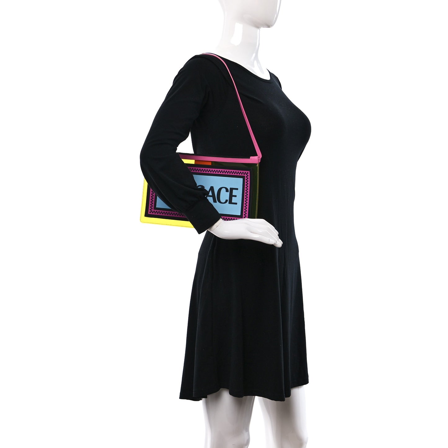 Vinyl Rubber Calfskin 90s Logo Pouch Multicolor