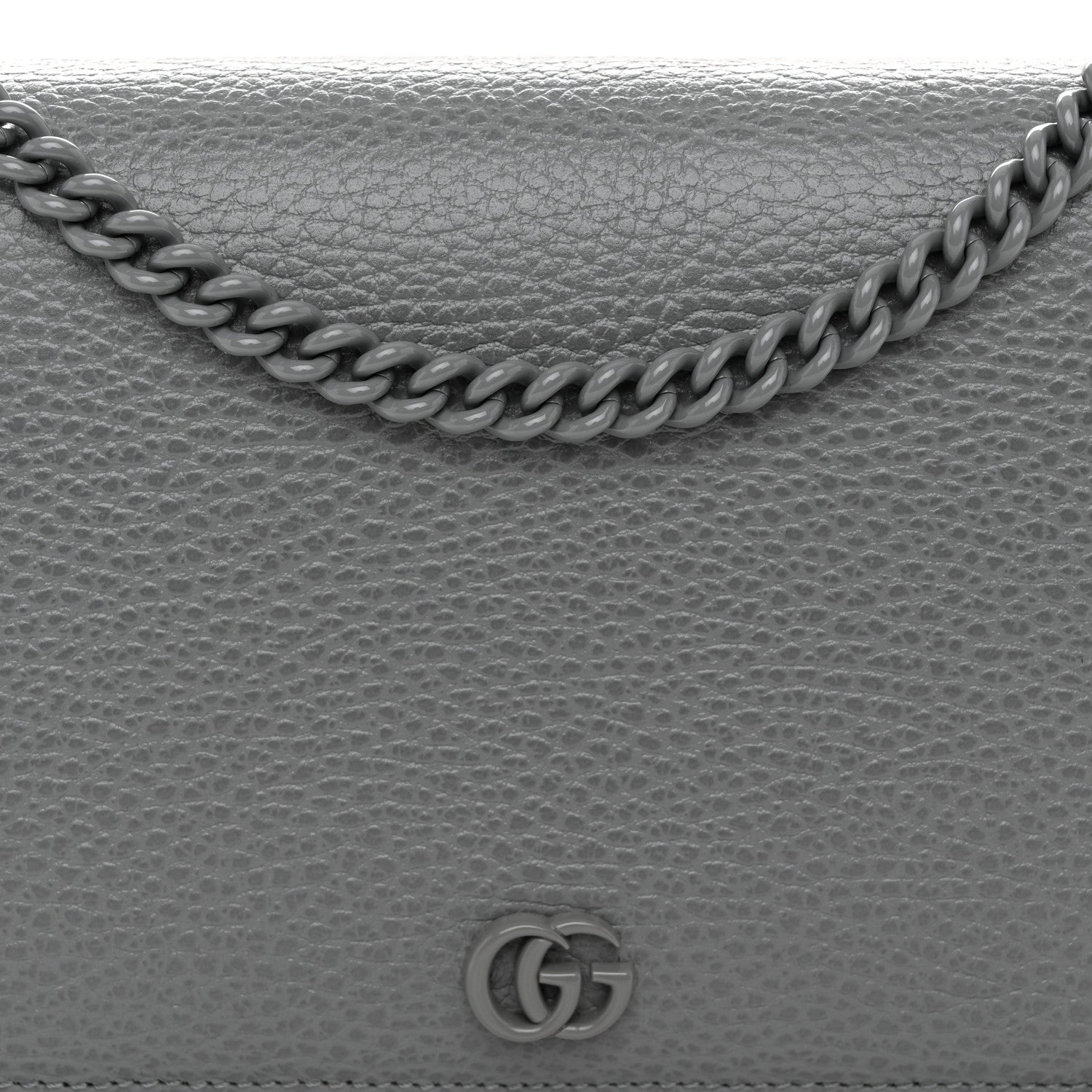 Gucci Dollar Calfskin Enamel Monochrome Mini GG Marmont Chain Wallet Deep Grey 7 of 10