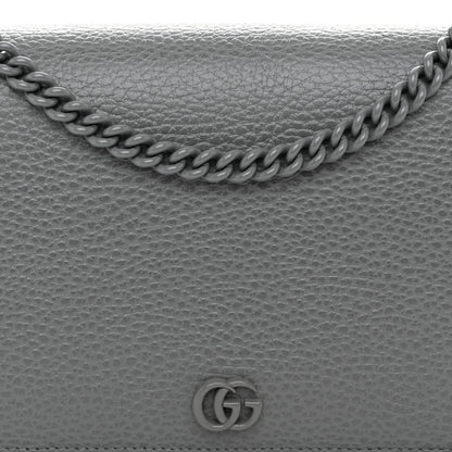 Gucci Dollar Calfskin Enamel Monochrome Mini GG Marmont Chain Wallet Deep Grey 7 of 10