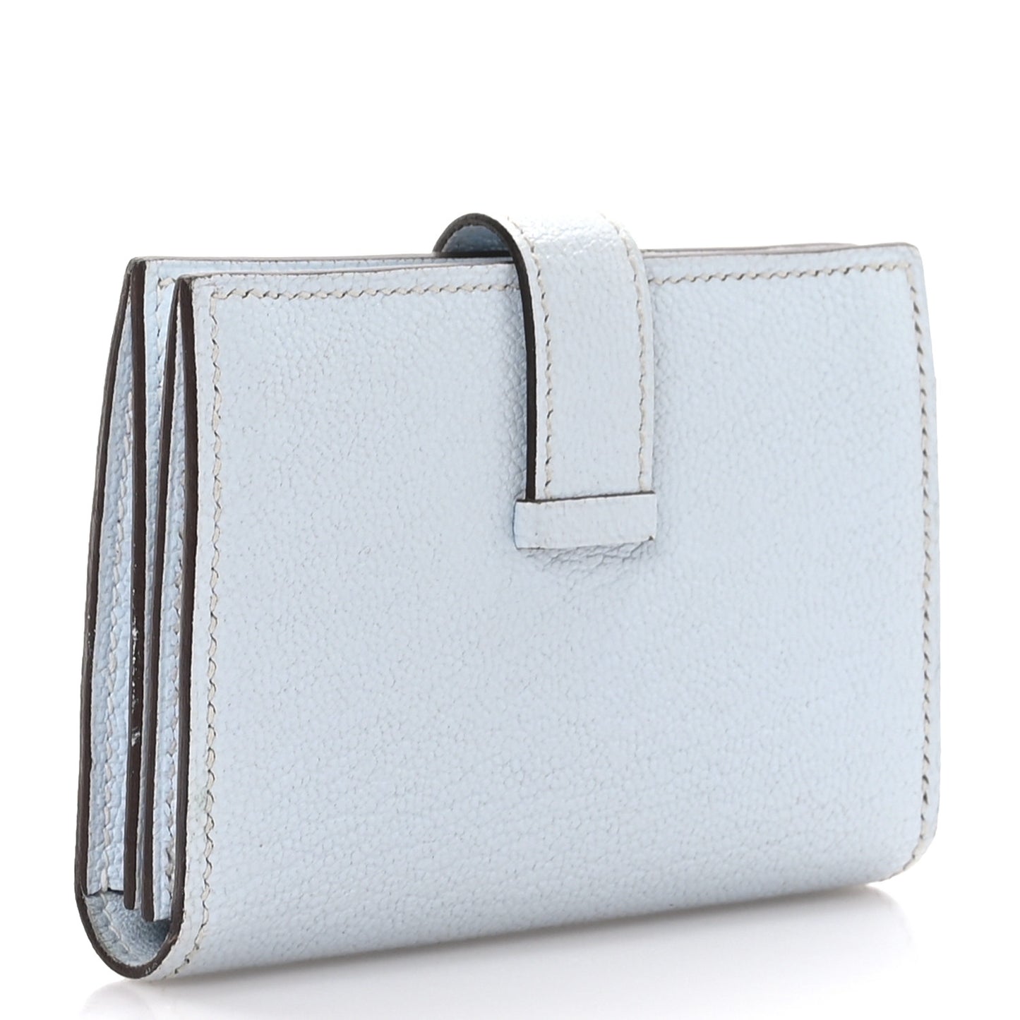 Chevre Mysore Bearn Card Holder Wallet Bleu Brume
