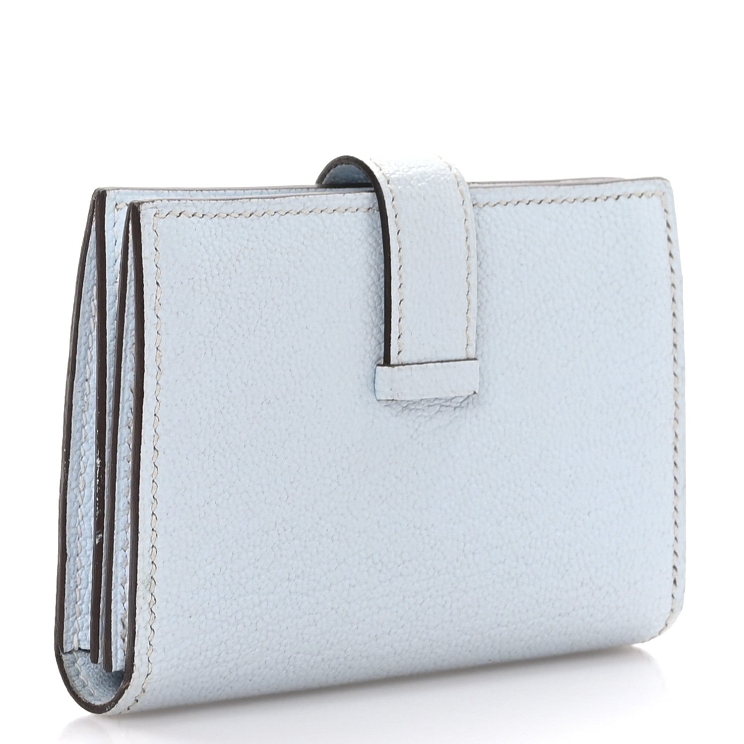 Hermes Chevre Mysore Bearn Card Holder Wallet Bleu Brume 3 of 10