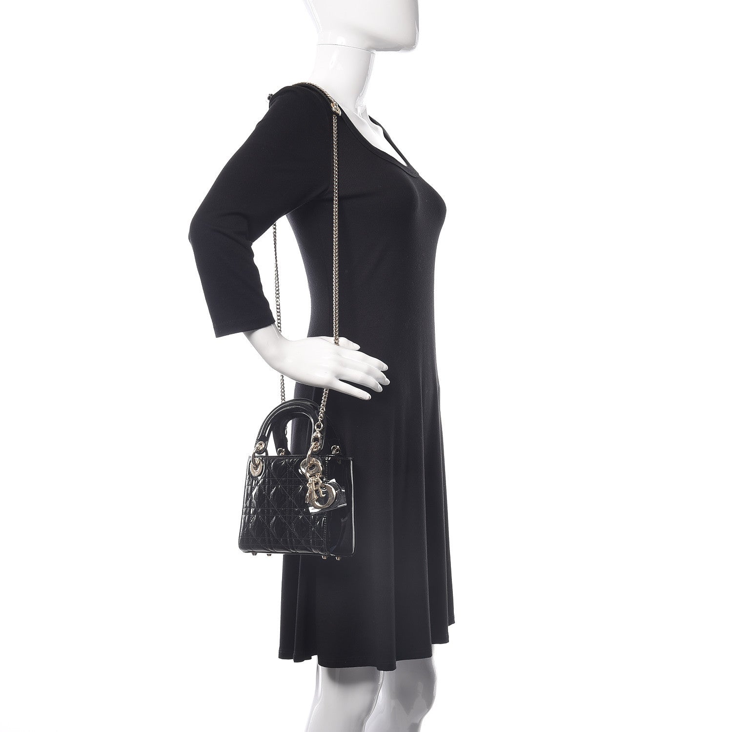 Christian Dior Patent Cannage Mini Lady Dior Black 2 of 9