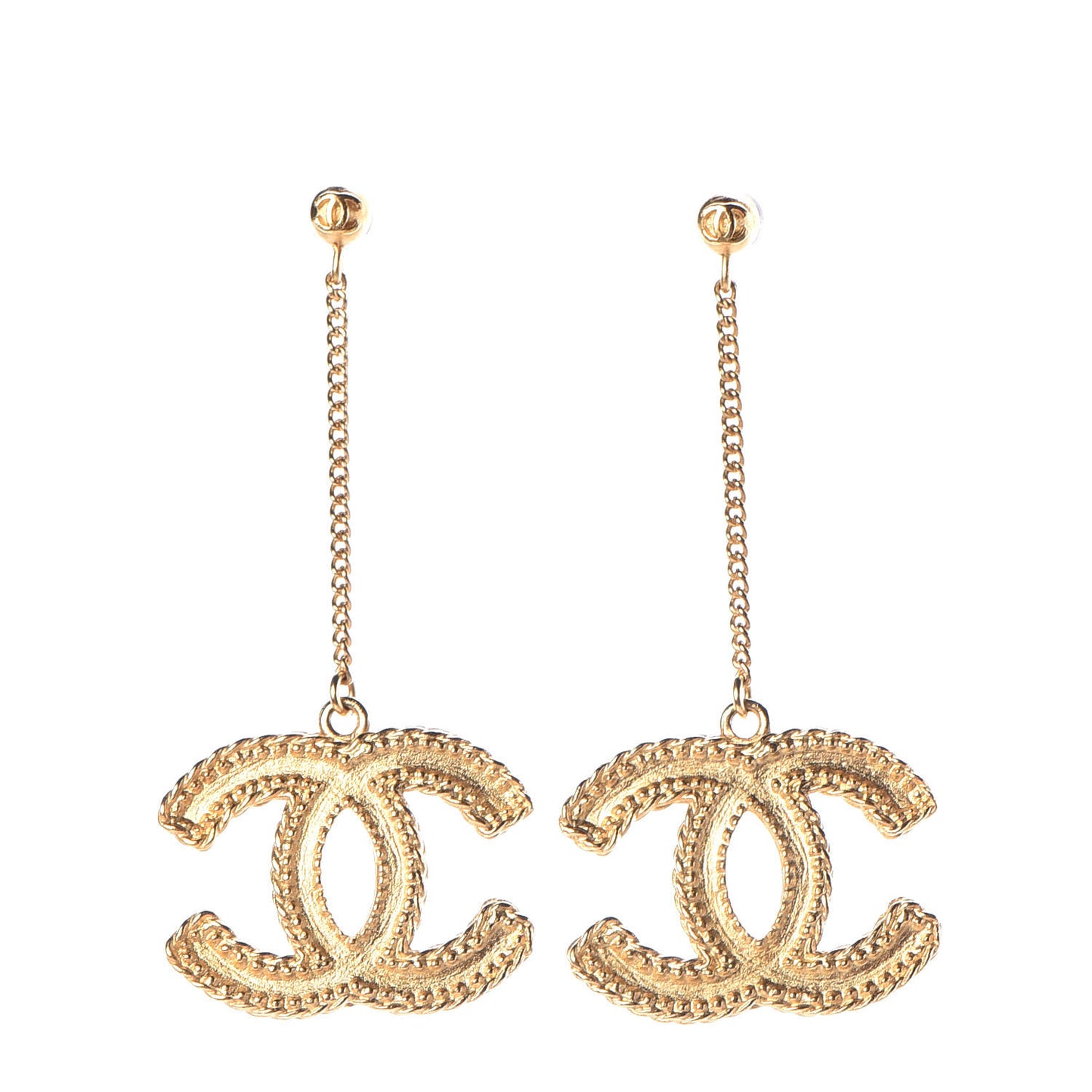 CC Drop Earrings Matte Gold