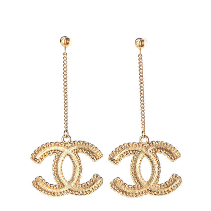 Chanel CC Drop Earrings Matte Gold 1 of 5