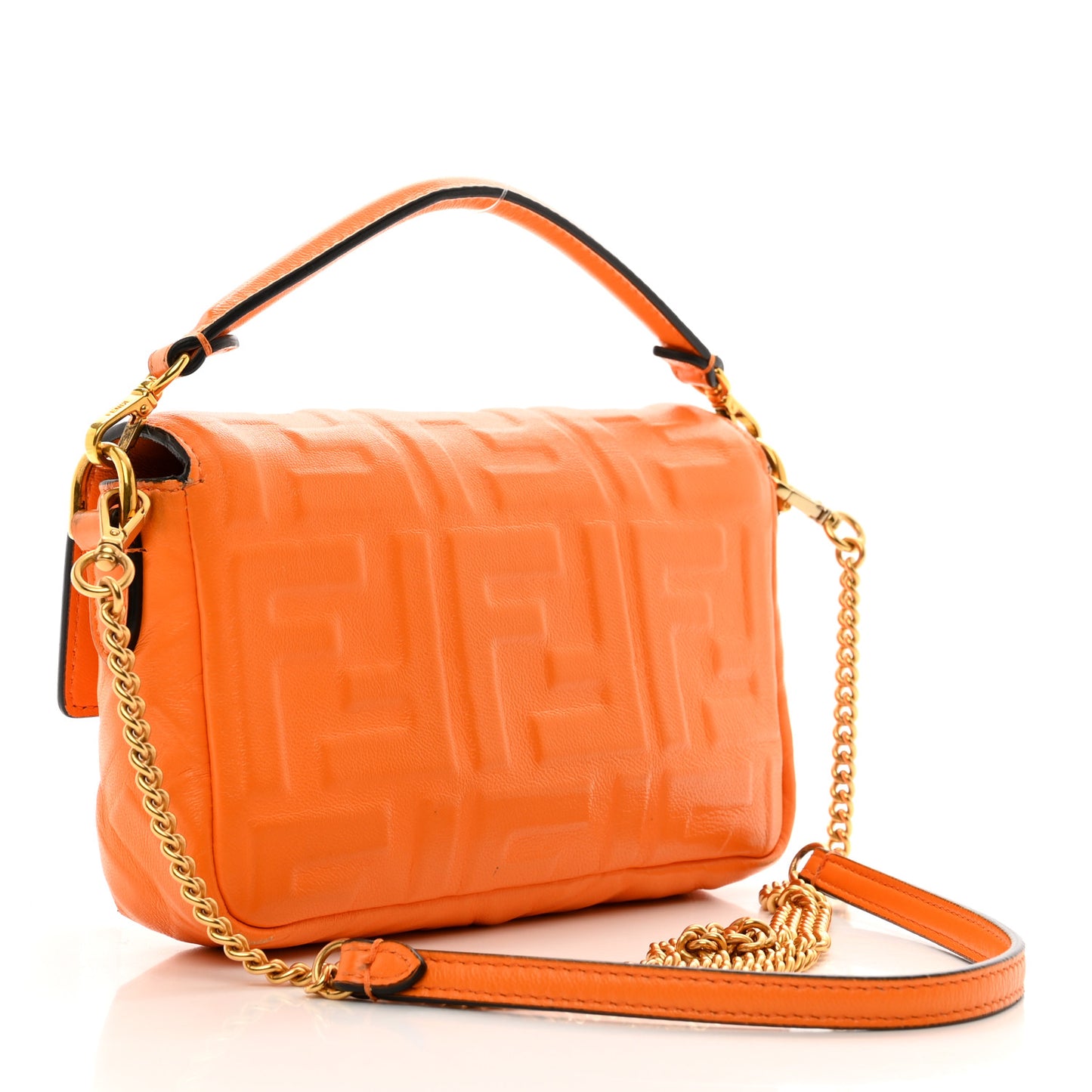 Nappa FF 1974 Embossed Mini Baguette Clementine