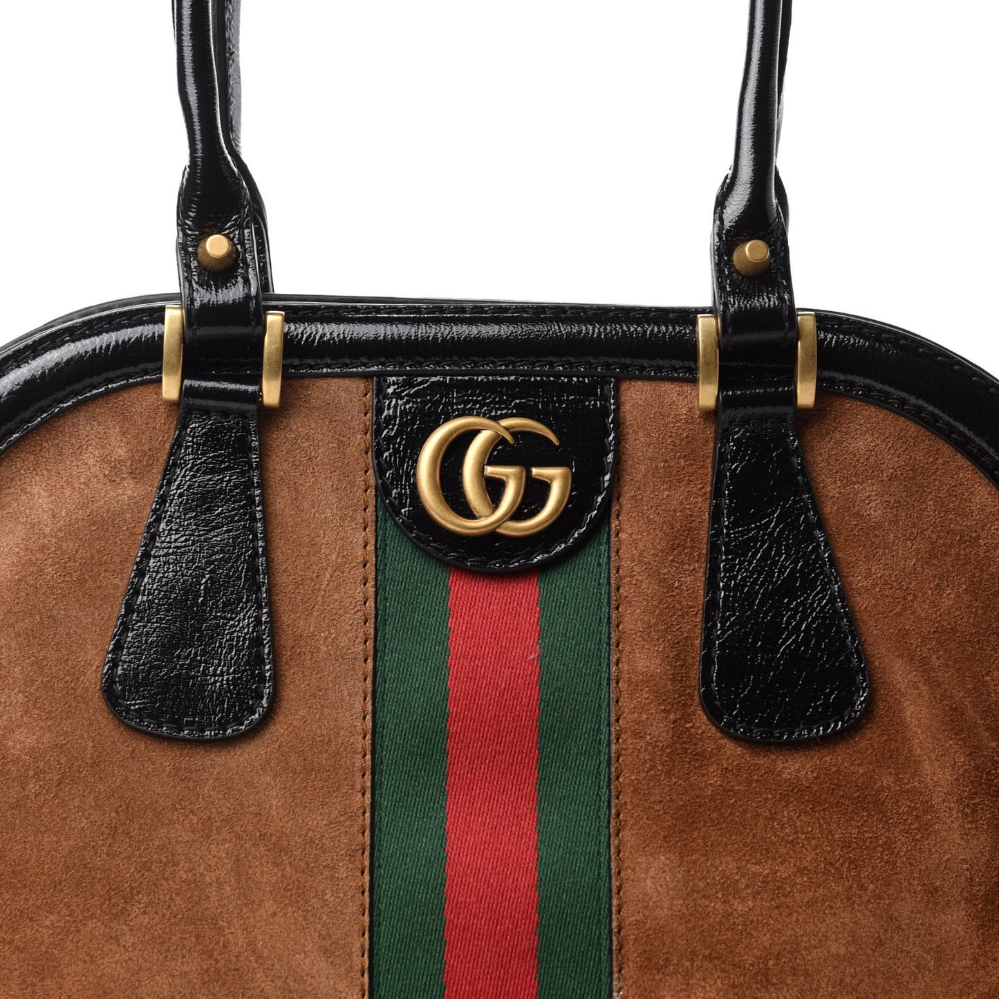 Suede Ophidia Large Re(Belle) Top Handle Bag Nocciola Black