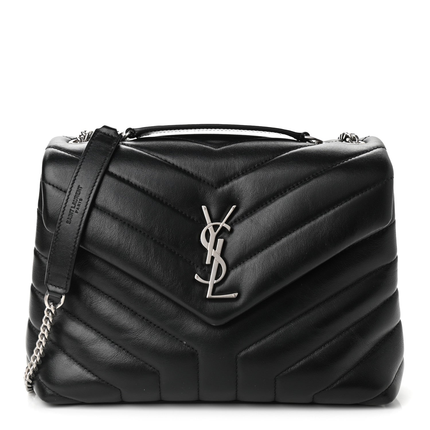 Saint Laurent Calfskin Y Quilted Monogram Small Loulou Chain Satchel Black 1 of 10