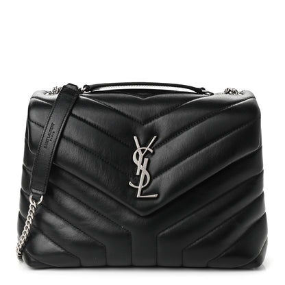 Saint Laurent Calfskin Y Quilted Monogram Small Loulou Chain Satchel Black 1 of 10