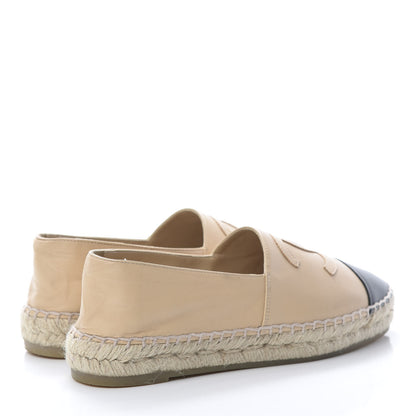 Chanel Lambskin CC Espadrilles 36 Beige Black 4 of 10
