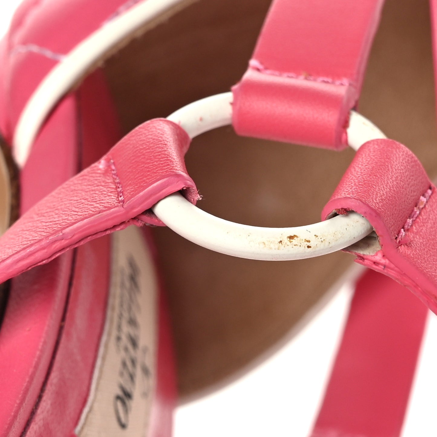 Nappa Free Rockstud Spike 90mm Ankle Strap Sandals 36 Shadow Pink Optic White
