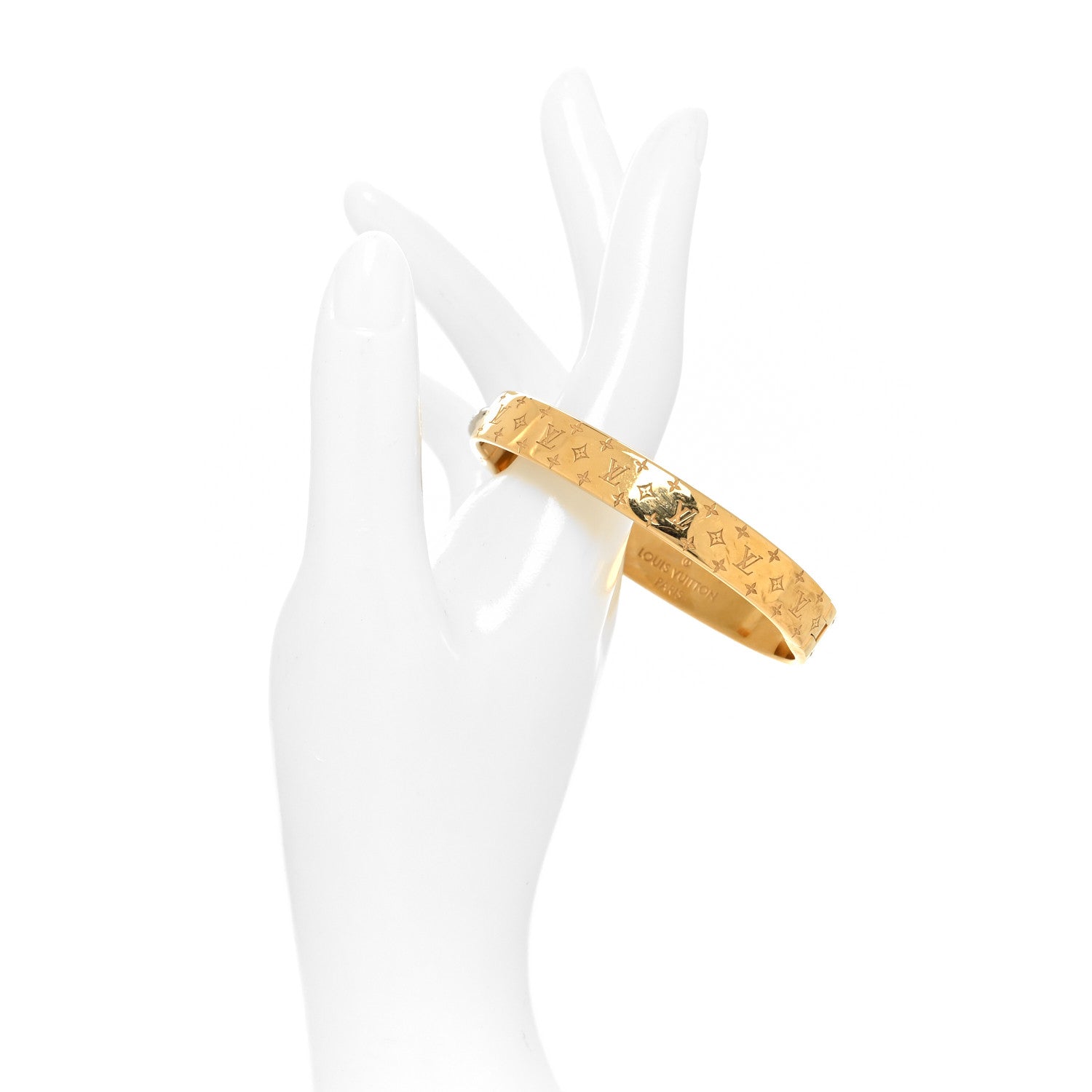 Louis Vuitton Brass Monogram Nanogram Cuff M Gold 2 of 7