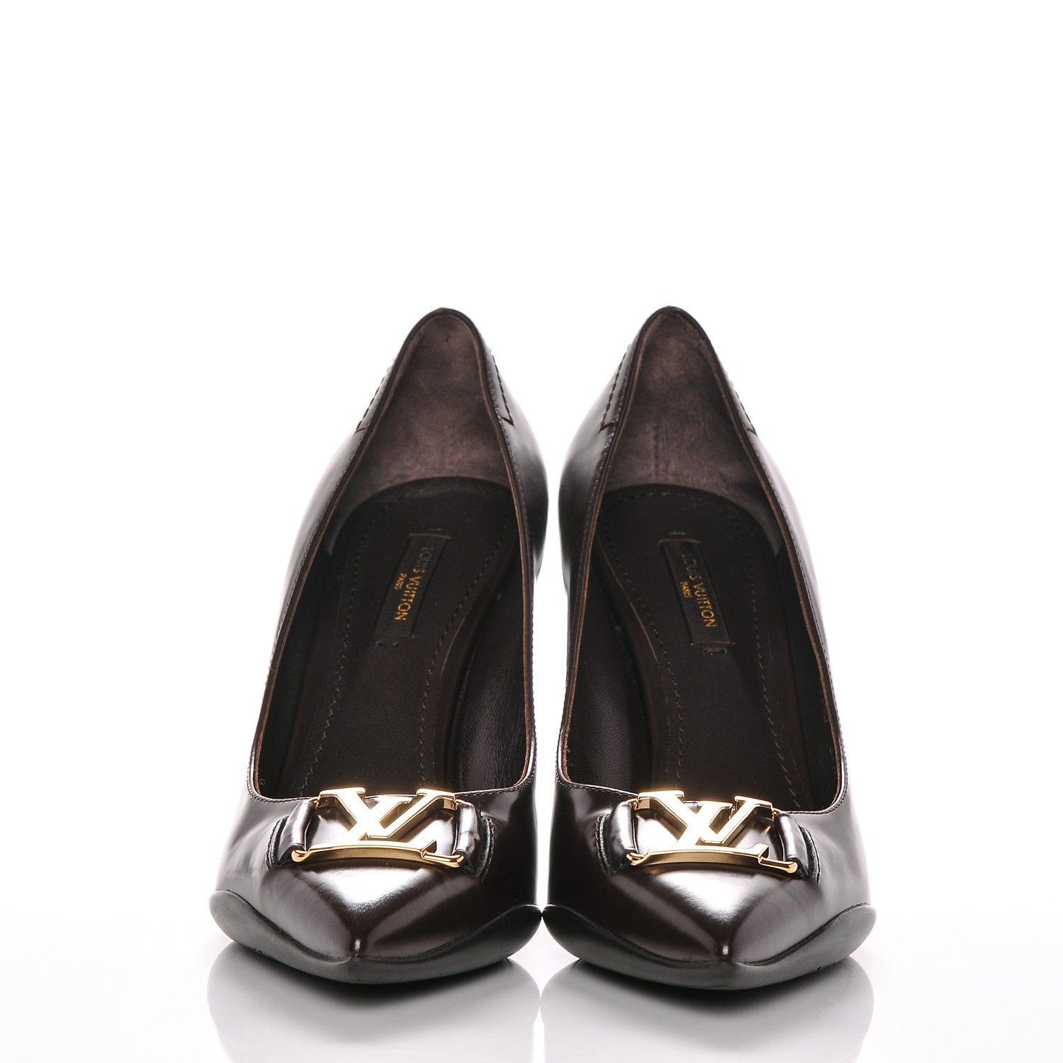 Louis Vuitton Glazed Calfskin Candice Pumps 37.5 Moka 2 of 9