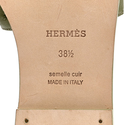 Hermes Ostrich Oran Sandals 38.5 Vert Mosaique 7 of 9