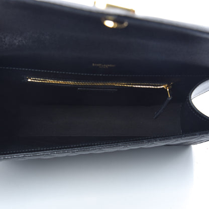 Saint Laurent Grain De Poudre Textured Mixed Matelasse Large Triquilt Monogram Satchel Black 5 of 10