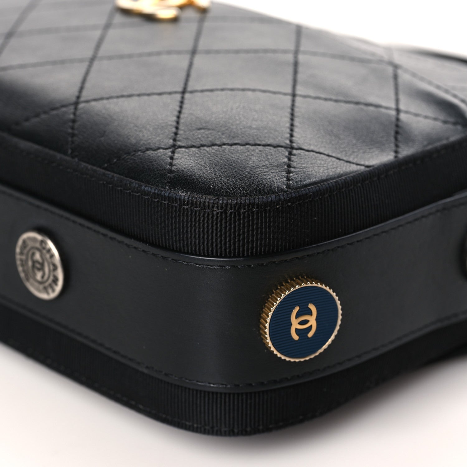 Chanel Calfskin Grosgrain Stitched Button Up Camera Case Black 10 of 10