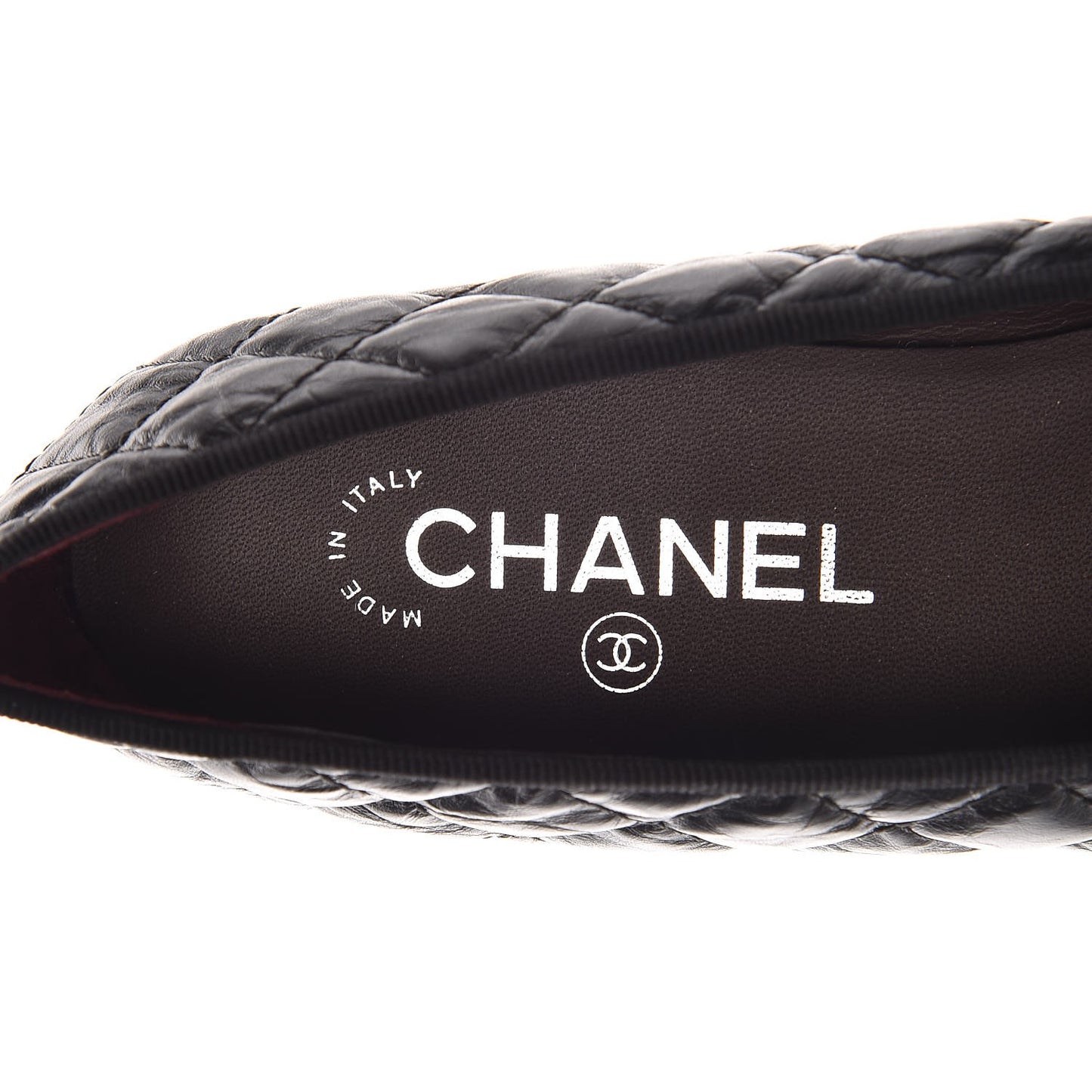 Aged Calfskin Quilted CC Cap Toe Ballerina Flats 39.5 Black